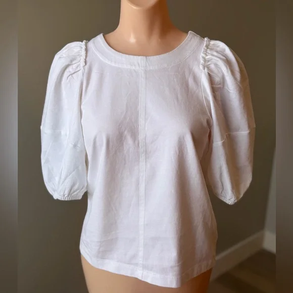 🌶️ NWT Madewell White Puff Sleeve Blouse Size XS - Picture 2 of 6